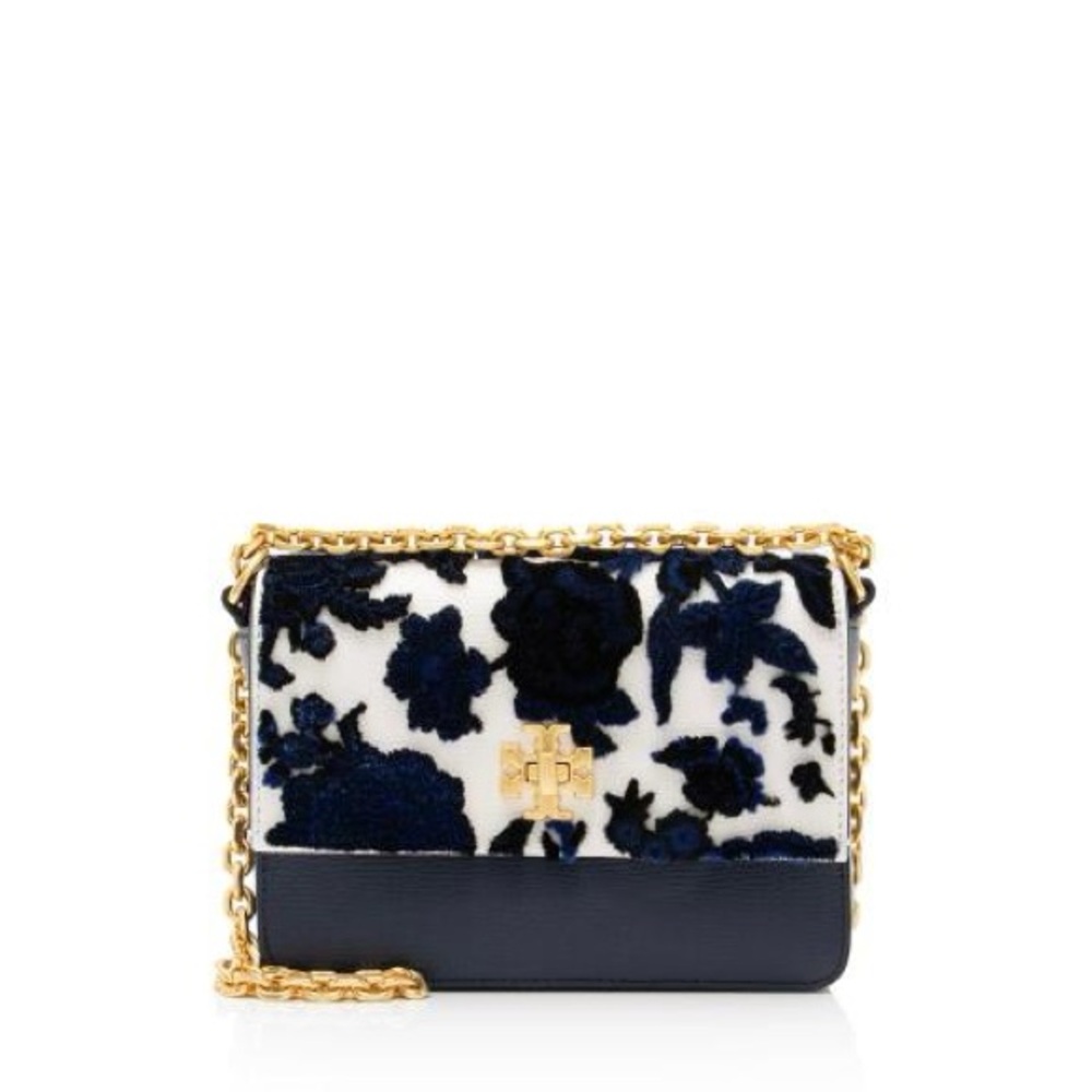 Tory Burch Leather Velvet Kira Fil Coupe Mini Shoulder Bag